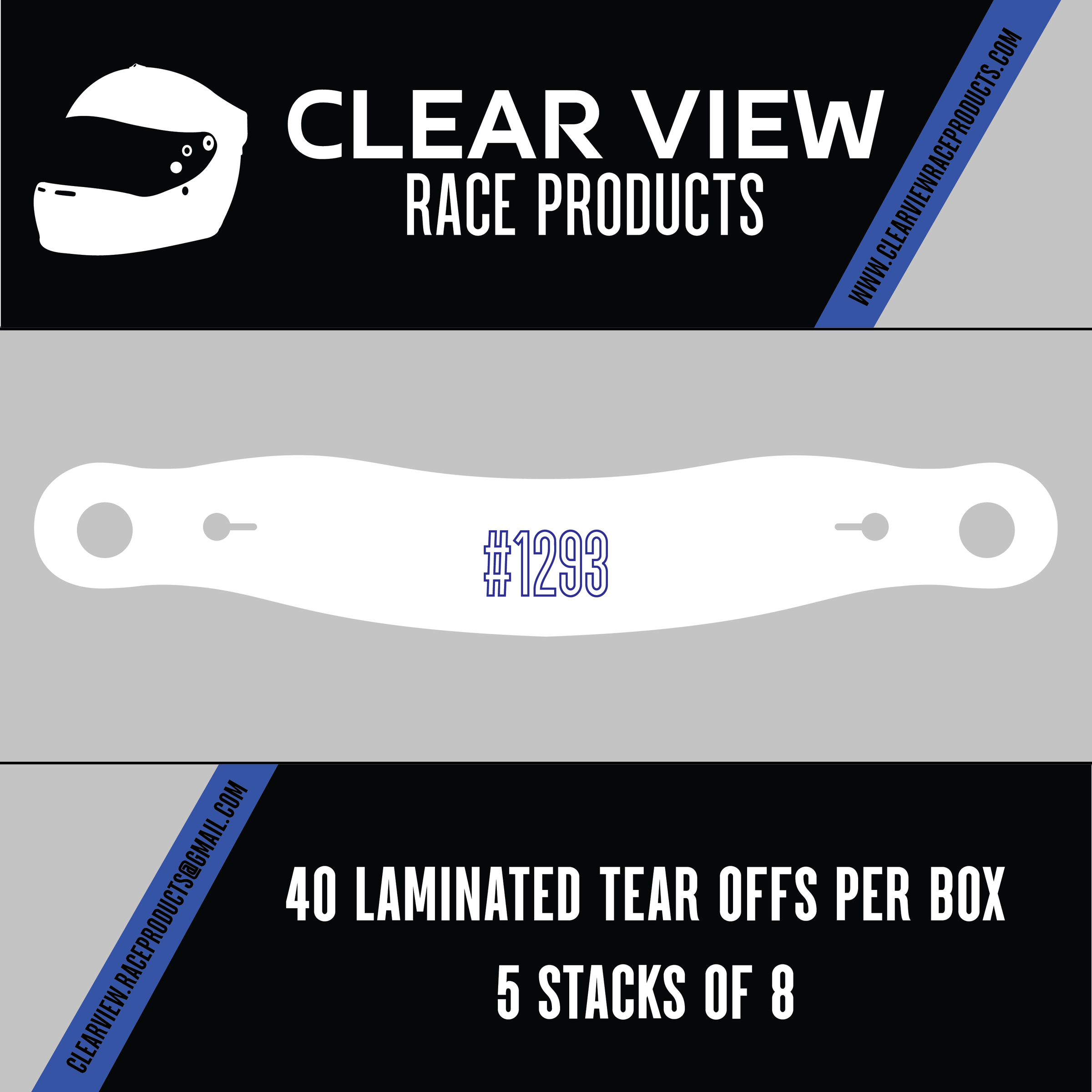 1293 - Laminated Tear Offs (40) | Clear View Race Products