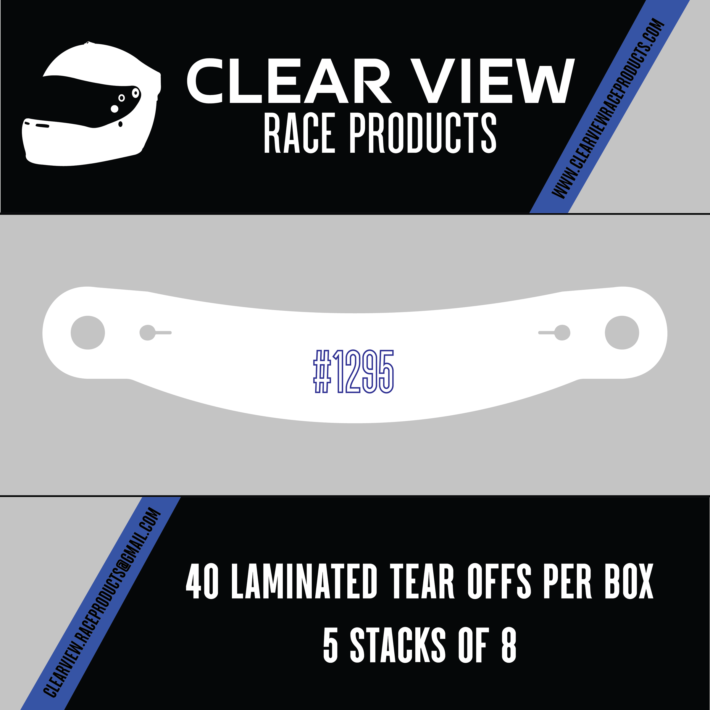 1295 Laminated Tear Offs (40) Clear View Race Products